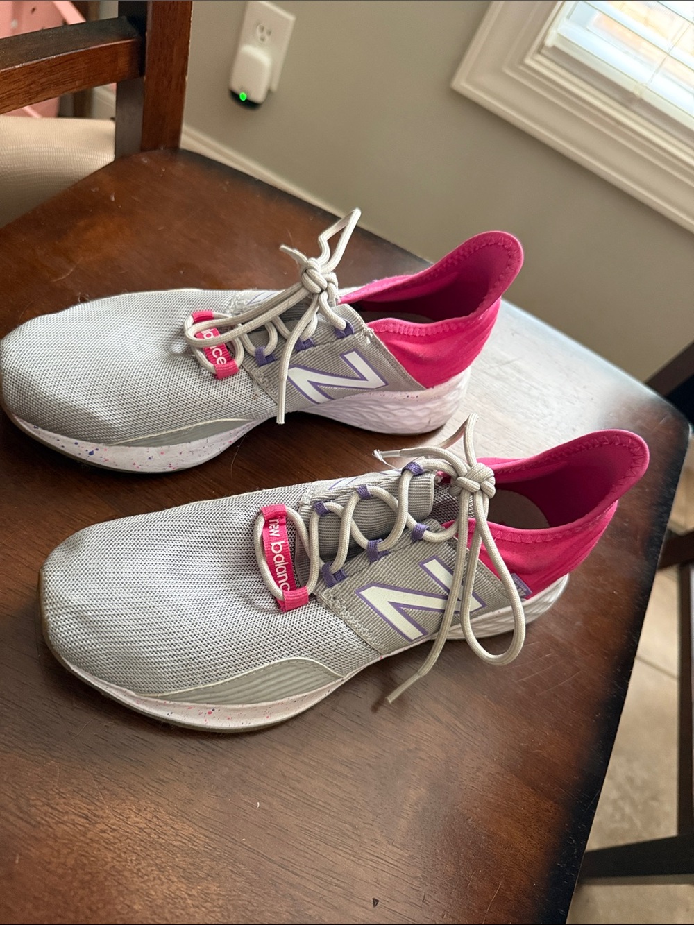 New Balance Kids Gray and Pink Athletic Sneakers